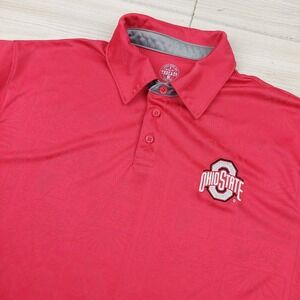 Ohio State Buckeyes Polo Shirt Men Large Red Hawaiian Print Rivalry Threads NCAA